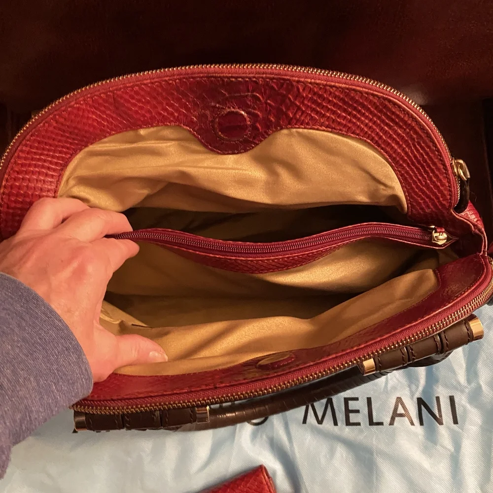 REDUCED!! NWOT Antonio Melani Red Crocodile Embossed Handbag and Wallet Set - Picture 4 of 12